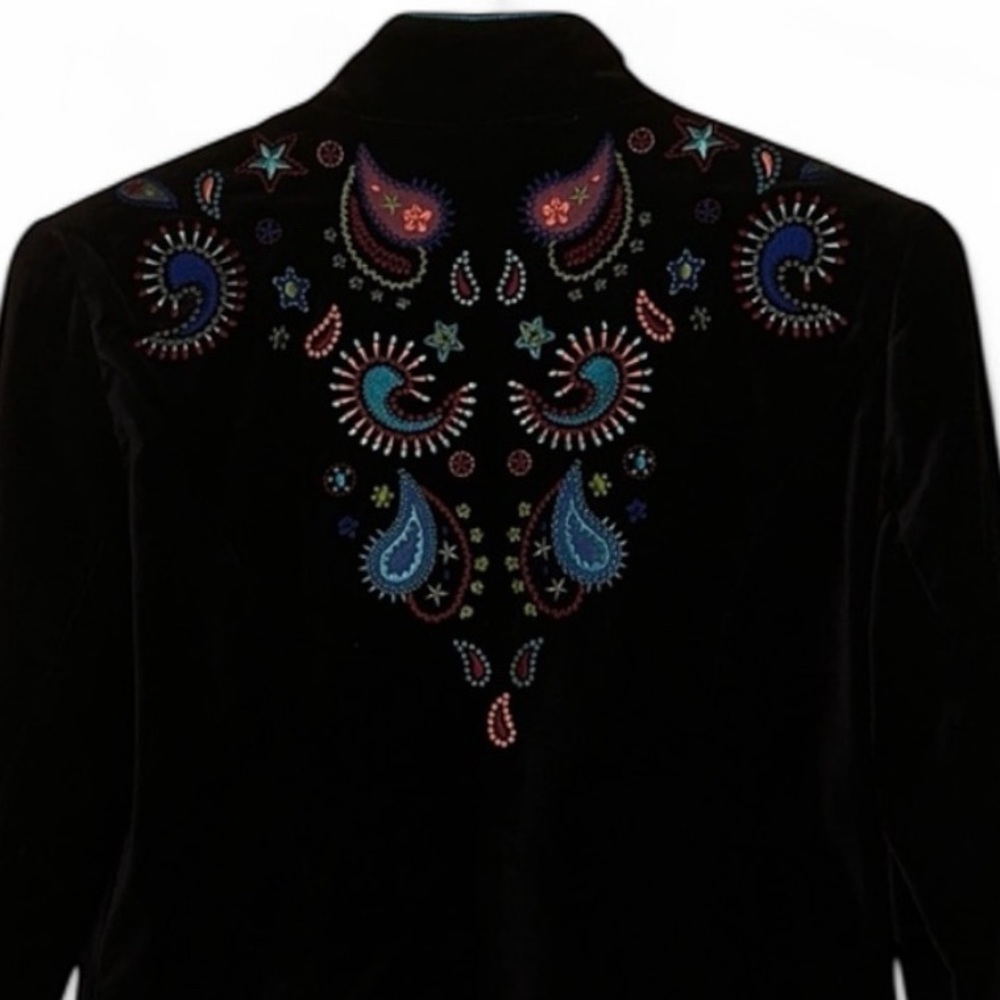 Double D Ranch Scout velvet heavily embroidered turquoise studded jacket EUC - Picture 5 of 9